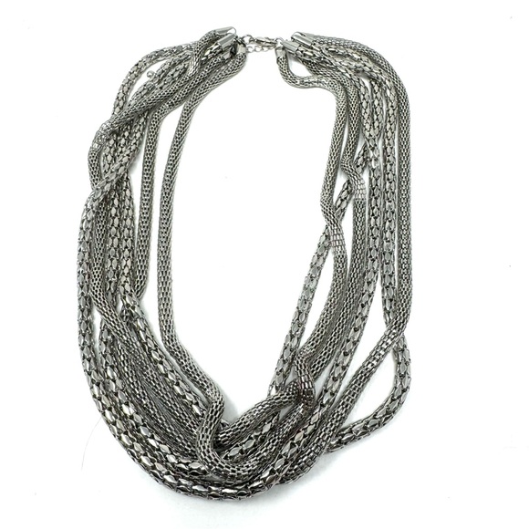 Layered silver tone fashion necklace - Picture 5 of 11